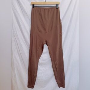 Enerful Women’s Maternity Over The Belly Athletic Workout Leggings with pockets